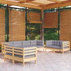 vidaXL 8-delige Loungeset met grijze kussens grenenhout, Verzenden, Nieuw, Loungeset