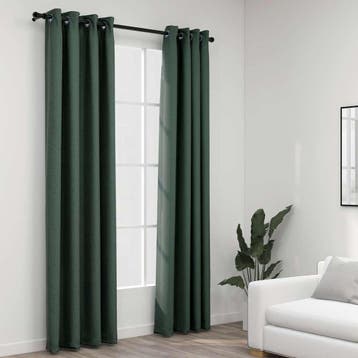 vidaXL Gordijnen linnen-look verduisterend ogen 2 st 140x225, Verzenden, Nieuw