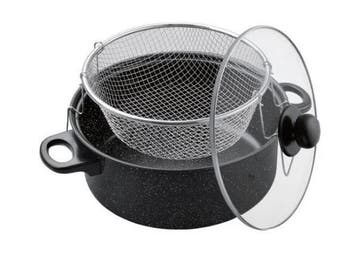 Veiling - Frituurpan met korf - Carbonstaal - Marmer coating, Nieuw