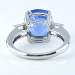 Bague Platine - 7.05ct. tw. Saphir - Diamant - Sri Lanka,, Bijoux, Sacs & Beauté