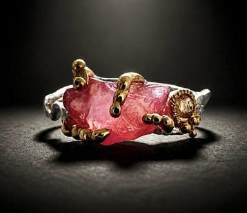 925 zilver, robijn, saffier - Ring