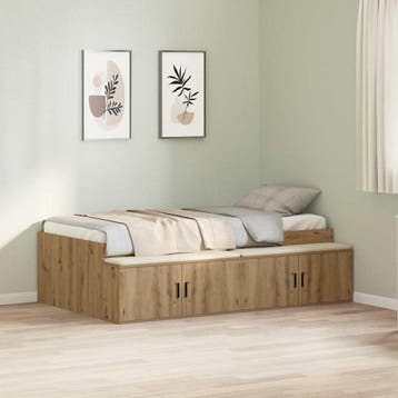 vidaXL Bedframe met lade Artisan Eiken 90 x 200 cm Bewerkt, Verzenden, Nieuw