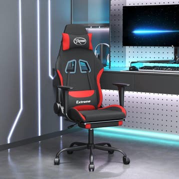 vidaXL Massage gamestoel met voetensteun stof zwart en rood, Huis en Inrichting, Stoelen, Verzenden, Nieuw