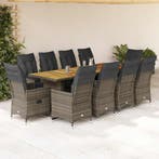 vidaXL 11-delige Bistroset met kussens poly rattan grijs, Verzenden