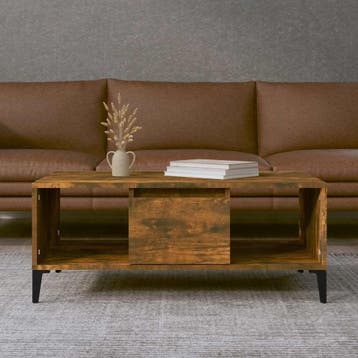 vidaXL Salontafel 90x50x36,5 cm bewerkt hout gerookt, Verzenden, Nieuw