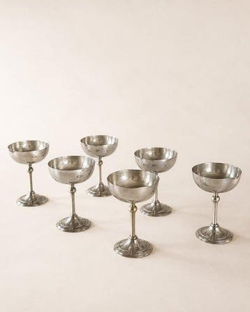 Champagneglas (6) - Verzilverd - Set van 6 ijsschaaltjes
