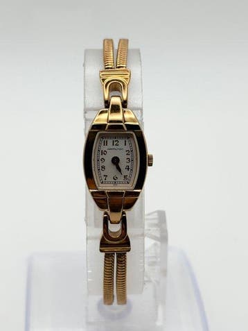 Hamilton - Hamilton Quartz White Dial Tonneau Gold Tone