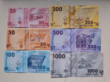 Kirghizistan. - 20, 50, 100, 200, 500, 1000 Som 2023 - Pick, Timbres & Monnaies, Billets de banque | Europe | Billets non-euro
