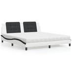 vidaXL Bed met matras Zadar kunstleer wit en zwart 180x200, Verzenden, Nieuw