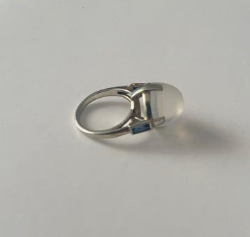 Cocktailring - 12 kt. Witgoud Natuurlijke edelsteen -