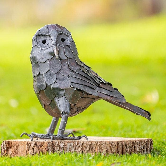 Sculptuuur voor buiten, Grote metalen uil - 370 mm - Metaal, Antiek en Kunst, Curiosa en Brocante