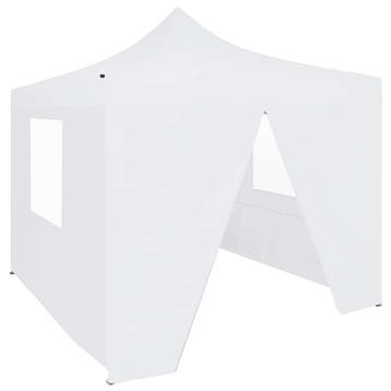 vidaXL Partytent met 4 zijwanden inklapbaar 3x3 m staal wit, Verzenden