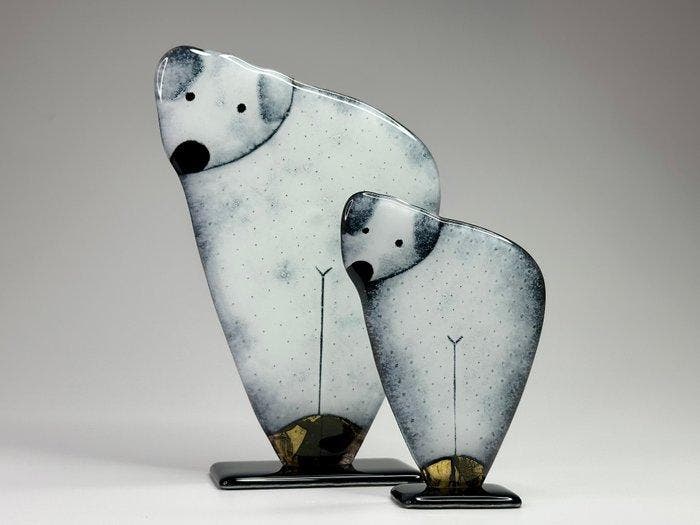 Studio Habrat - Beeldje - Polar Bear (2) - fusie, Antiek en Kunst, Antiek | Glaswerk en Kristal