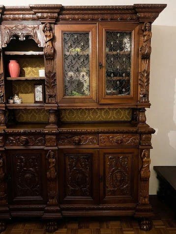 Hoog dressoir - hard hout, Antiek en Kunst
