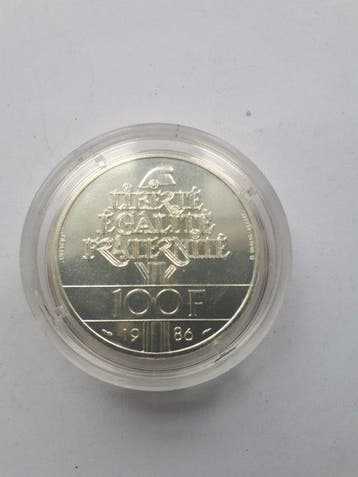 Frankrijk. 100 Francs 1986 Liberté. Piéfort en argent, BU
