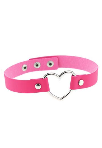 Choker Roze Hartje Pu Leer Collar Ketting Hart Halsband Sexy, Handtassen en Accessoires, Kettingen, Ophalen of Verzenden, Nieuw