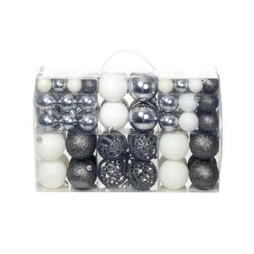 vidaXL 100-delige Kerstballenset 3/4/6 cm wit/grijs, Verzenden