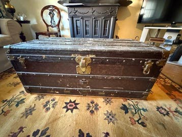 Louis Vuitton Steamer Trunk - Kist - Canvas, Hout, Messing