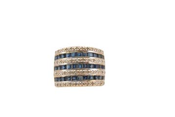 Bague - 18 carats Or jaune - Diamant - Saphirs, Bijoux, Sacs & Beauté