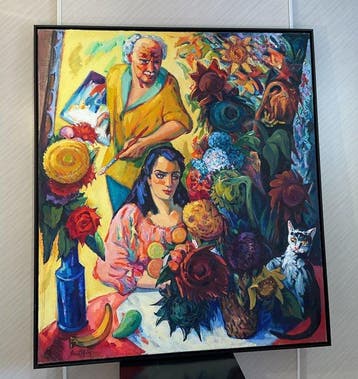 Freek van den Berg (1918-2000) - Zonnebloemen schilderen, Antiek en Kunst