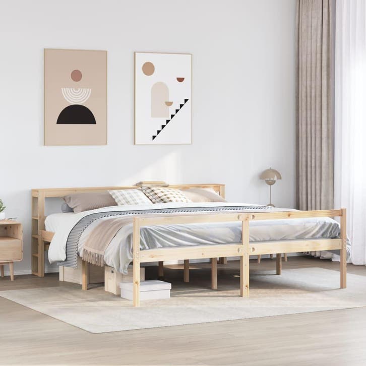 vidaXL Seniorenbed met hoofdbord massief grenenhout 200x200, Maison & Meubles, Chambre à coucher | Lits, Envoi