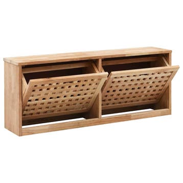 vidaXL Schoenenopbergbank 94x20x38 cm massief walnotenhout, Verzenden, Nieuw