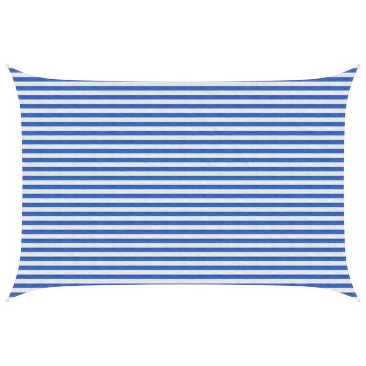 vidaXL Zonneschaduwzeil Blauw en Wit 3 x 5 m HDPE, Tuin en Terras, Parasols, Nieuw, Verzenden