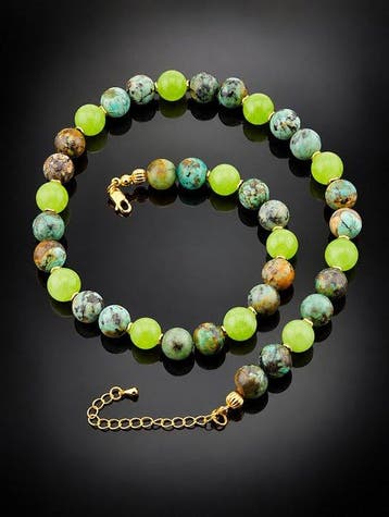 Collier Turquoise africaine et Péridot - Argent sterling 925