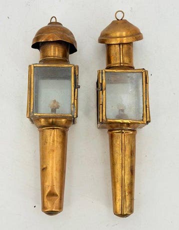Lantaarn - Kapellantaarns - Messing - Glazen vitrines