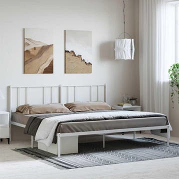 vidaXL Bedframe met hoofdbord metaal wit 183x213 cm, Verzenden
