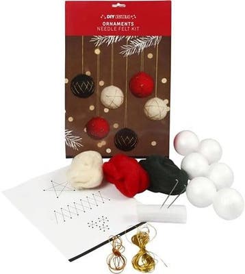 Diykit pakket hobbyset naaldvilten kerstballen styropor met