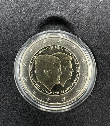 Nederland. 2 Euro 2014 Koningsdubbelportret Proof gekleurd, Postzegels en Munten