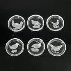 Val Saint Lambert - Onderzetter (6) - Frosted Birds - Signed