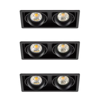 Spots inbouw Inbouwspot Bjorn 2 zwart set 3 stuks, Verzenden