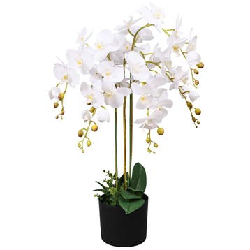 vidaXL Kunstplant met pot orchidee 75 cm wit, Verzenden, Nieuw