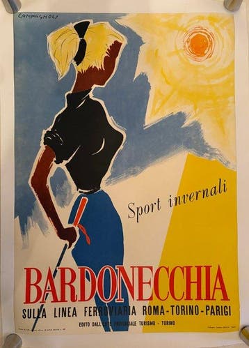Campagnoli - Bardonecchia - ski - jaren 1950, Antiquités & Art