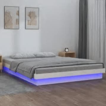 vidaXL Bedframe LED massief hout wit 160x200 cm, Verzenden