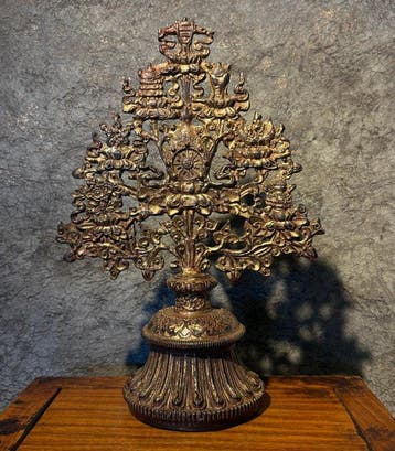 Boeddhistisch sculptuur met de Ashtamangala - Brons - Azië