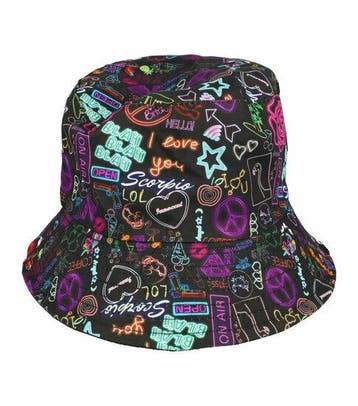 Bucket Hat Hoedje – Graffiti Print Omkeerbaar – One Size –, Nieuw