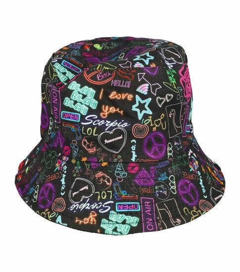 Bucket Hat Hoedje – Tekst Figuren Print Omkeerbaar – One, Kleding | Dames, Hoeden en Petten