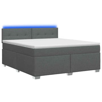 vidaXL Boxspringbed met matras en LED Donkergrijs 160 x 200, Verzenden, Nieuw