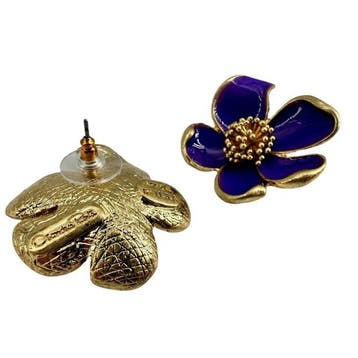 Oscar De La Renta - Plaqué or - Boucles doreilles - Broche