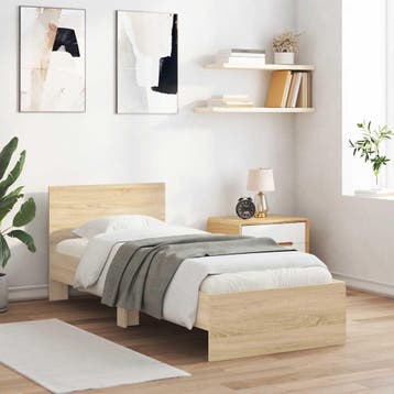 vidaXL Bedframe met hoofdbord zonder matras sonoma eiken, Verzenden
