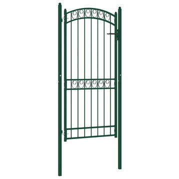 vidaXL Poort met gebogen bovenkant 102x136 cm staal groen, Verzenden, Nieuw