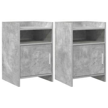vidaXL Nachttafels 2 st Betongrijs 40 x 36 x 60 cm Bewerkt, Huis en Inrichting, Slaapkamer | Nachtkastjes, Verzenden, Nieuw