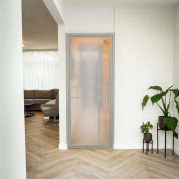 Stalen Binnendeur Kiezelgrijs 6 Vlaks Kathedraalglas Luxe de, Doe-het-zelf en Bouw, Deuren en Vliegenramen, Minder dan 80 cm, Binnendeur