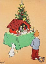 Tintin - Zalig Kersfeest - Ansichtkaart (1)-1952, Nieuw