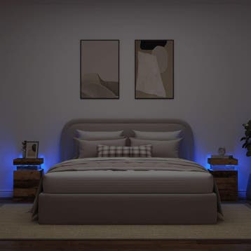vidaXL Nachtkastjes 2 st met LED 35x39x55 cm hout oud, Verzenden, Nieuw