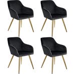 tectake Eetkamerstoel Marilyn fluweellook, gouden poten - zw, Huis en Inrichting, Stoelen, Verzenden, Nieuw