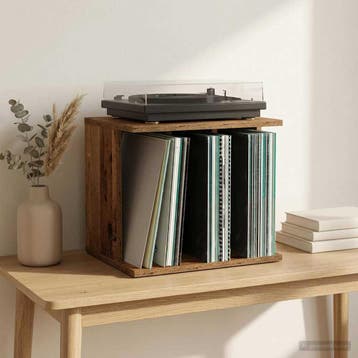 vidaXL Vinyl Platen Opslag Oud hout 42 x 33 x 36 cm Bewerkt, Verzenden, Nieuw